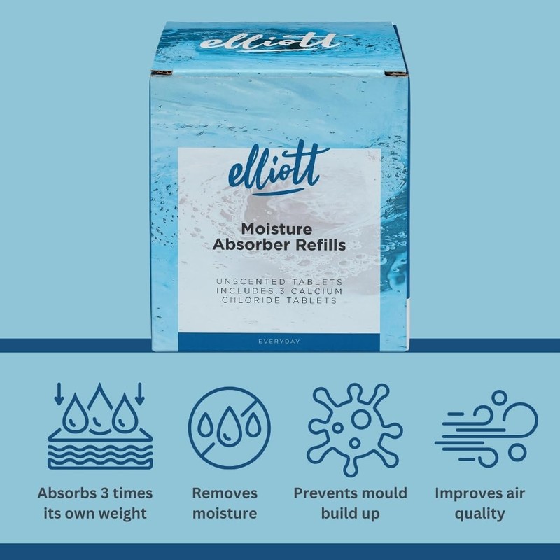 Elliott Moisture Absorber Refill Tablets Pack of 3 - Unscented