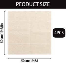 4 PCS 50 * 50 Cm Cheese Cloths for Straining,Fine Reusable Strainer, Muslin Clothes Weave Fabric Filter for Straining, Cooking, Baking,Cheese Cloths for Straining,Square Cheesecloth for Coffee,Tofu