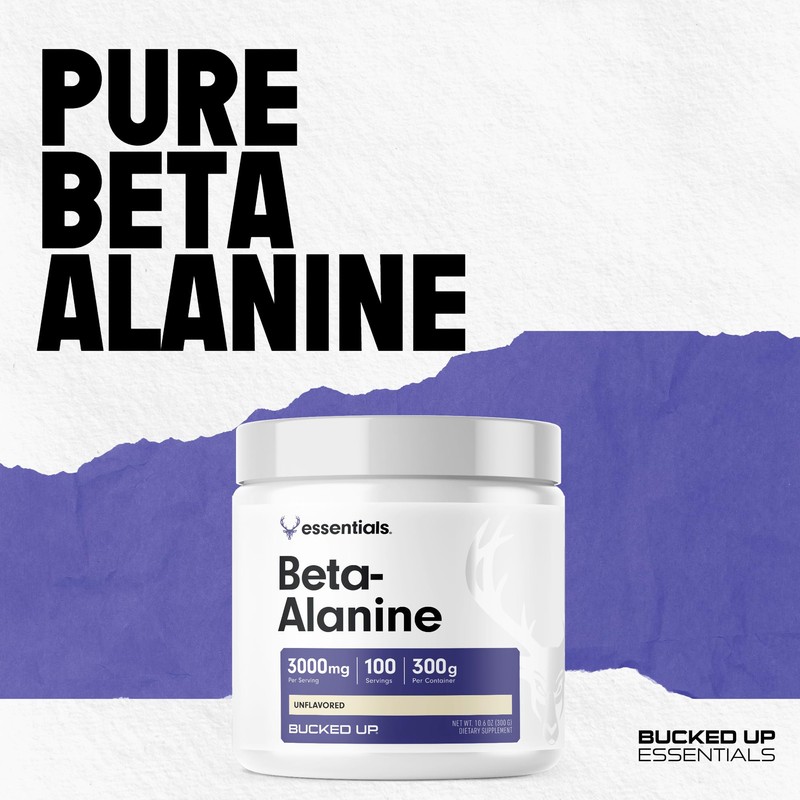 Bucked Up Beta Alanine 300mg Powder, Non-GMO, Gluten-Free, Unflavored (100