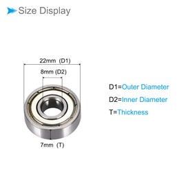 CoCud Deep Groove Ball Bearings, 608ZZ Model 8mm x 22mm x 7mm, Carbon Steel Double Shield Bearings - (Applications: for Motor Skateboards Roller Wheels), 10-Pieces