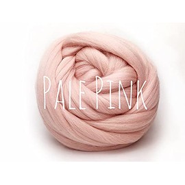 Chunky Wool - Pale Pink - for arm Knitting Chunky Blanket Weaving Felting Jumbo Yarn Giant Wool Soft 50g (0.11lb)