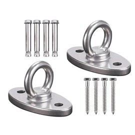 Hitopin Pack of 2 Ceiling Hooks, Heavy Duty, Wall Eyelet Hooks, Hammock Attachment, Punch Bag Holder, for Wooden Beam, Punch Bag, Ceiling Mount, Hanging Chair, Sling Trainer, Yoga (Silver)