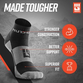 MudGear Quarter 1/4 Crew Socks - Trail Running Socks for Women and Men for Sport, Gym, Running, Yoga, Tennis,Travel, Cycling - 2 Pack Athletic Low Cut Anti-Slip Workout Socks (Black/Gray,X-Large)