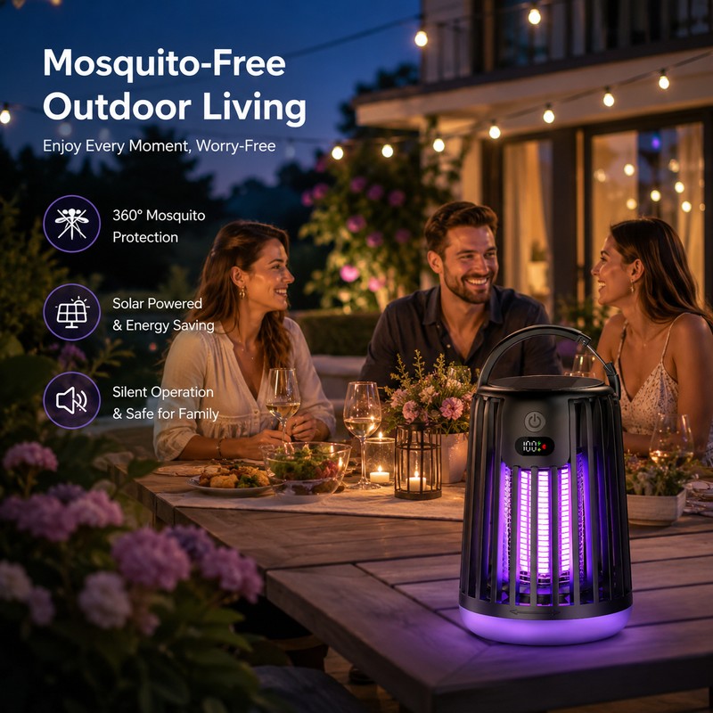 Solar Bug Zapper Garden Light for Outdoor Use – Rechargeable
