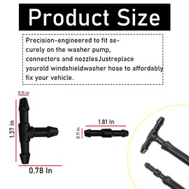 Windshield Washer Hose Kit, 4 Meter Washer Fluid Hose with 12 Pcs Hose Connectors, Rubber Wiper Fluid Tubing Kit, Connect Car Water Pump and Nozzles, Universal Auto Replacement Accessories