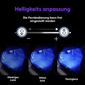UUE Auto LED Innenbeleuchtung, LED Streifen mit 7 kleuren muziekregeling, 72 Strip Innenbeleuchtung Auto, Ambientebeleuchtung, Fußatmosphärenleuchten mit App + Fernbedienung, 12V, 132cm