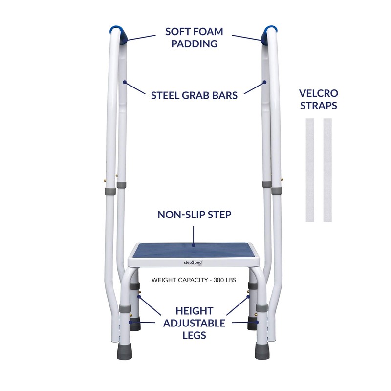 step2bed Mini Step Stool with Handle for Elderly - Adjustable