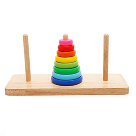 Wooden Tower of Hanoi Intellectual Toy Brain Teaser 8 Rings Hanoi Tower
