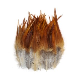 Happy Feather 100PCS Saddle Hackle Rooster Feather for Crafts, 5-7 inch Natural Pheasant Neck Feathers DIY Pendant Earrings Dream Catcher-Natural