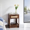 OUTWIND Rattan Nightstands, with Rattan Decor Drawer and Open Shelf,