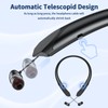 Neckband Bluetooth Headphones with Wireless Retractable Earbuds, Built-in Mic &