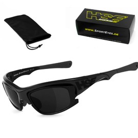 HSE® SportEyes® UV400 protective filter, HLT® plastic safety glass according to DIN EN 166, sports glasses, glasses frame: black, glasses: 2015