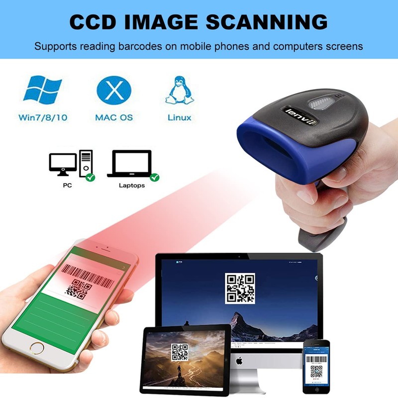 LENVII CW500 Wireless 2D Barcode Scanner Handheld QR Code Scanner