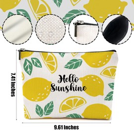 DHKG Lemon Makeup Bag Inspirational Cosmetic Bag Sunshine Gifts for Women Girls Friend Niece Daughter Lemon Themed Gifts Travel Organizer Zipper Pouch Graduation Birthday Friendship Gifts