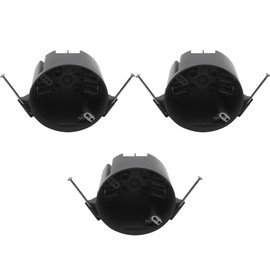 TOMSHIELE 1 Gang PVC Round Ceiling Electrical Box with Captive Nails, 20 Cu. in. PVC Round Outlet Box, ETL Listed, Fire Rated for 2 Hours, for Residential and Light Commercial Ceiling (Black-3Pack)