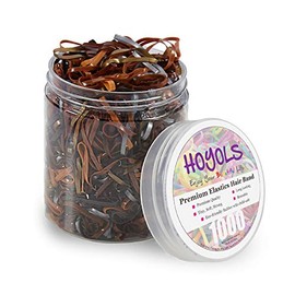 Hoyols Lazos elásticos de goma para coleta, soporte para trenzas de caballo, para niños, niñas, mujeres, color marrón, plateado, dorado, 1000 piezas (6 colores mezclados para mujeres)