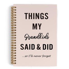QLMX Grandparents Gifts Spiral Notebook, Kids Memories Journal Notebook,Things My Grandkids Said and Did Notebooks for School Work, Mothers Day Grandma Notebooks Gifts, 5.5x8.3 Inch