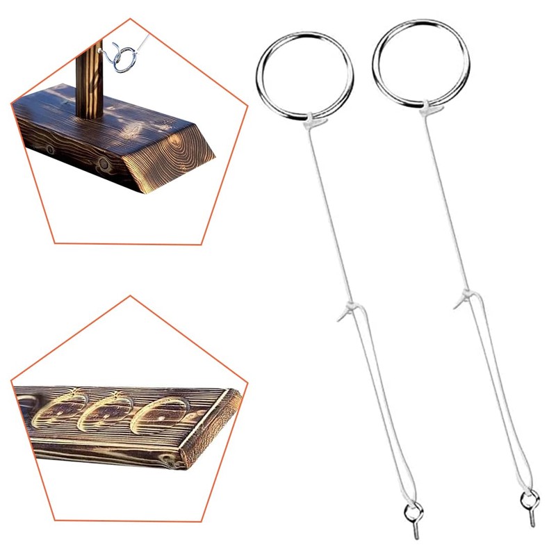 YEAPEAK Wooden Ring Toss Game, Hooks Ring Toss Game, Hook