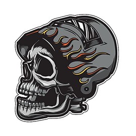 WickedGoodz Welder Skull Vinyl Decal - Flames Bumper Sticker - for Laptops Tumblers Windows Cars Trucks Walls