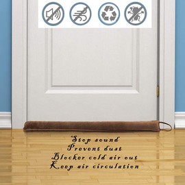 DreamQuil Under Door Snake Draft Stopper Noise Air Door Draft Blocker Heavy Bottom Draft Guard Reduce Light Wind Door Seal Sweep for Outside Patio Exterior or Interior Doors 36 inch (Brown)