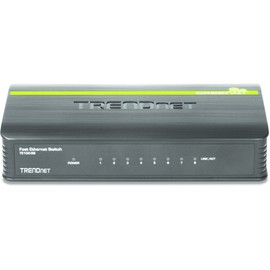 TRENDnet 8-Port Unmanaged 10/100 Mbps GREENnet Ethernet Desktop Switch, TE100-S8, 8 x 10/100 Mbps Ethernet Ports, 1.6 Gbps Switching Capacity, Plastic Housing, Network Ethernet Switch, Plug & Play Black