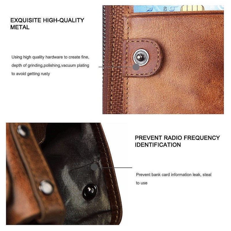 Hibate Men Leather Wallet RFID Blocking Men's Wallets Credit Card