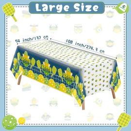 BkeeCten 6 Packs Green Pickleball Tablecloth Disposable Waterproof Rectangle Plastic Table Cover Pickleball Player Sports Theme Indoor Outdoor Tablecloth Pickleball Party Favor Decor (54x108 Inch)