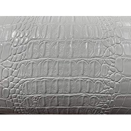New Creations Fabric & Foam Inc, 53/54" Wide Gator Fake Leather Upholstery, 3-D Crocodile Skin Texture Faux Leather PVC Vinyl Fabric (White, 1 Yard)
