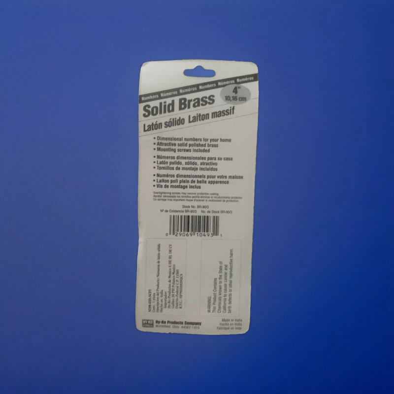 HY-KO PRODUCTS #3 SOLID BRASS NUMBER. HOUSE, MAILBOX, SCHOOL, PROJECTS,