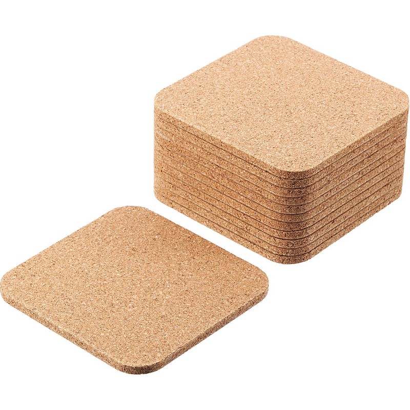 Square Wooden Thick Cork Drink Coasters for Kitchen Restaurant Home