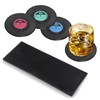 Funny Retro Vinyl Record Coasters with Versatile Bar Mat for