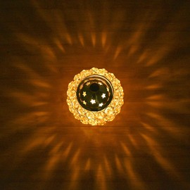 Collectible India Akhand Diya Decorative Brass Crystal Oil Lamp Tea Light Holder Lantern Oval Shape