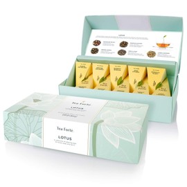 Tea Forte - Juego de Muestras de Té Caliente Variedad - Caja de Presentación Pequeña - 10 Infusores de Té en Forma de Pirámide Hechos a Mano - Lotus Té Orgánico Relajante