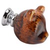6PCS Bear Door Knob Orange Zinc Alloy Ceramic Decorative Bear