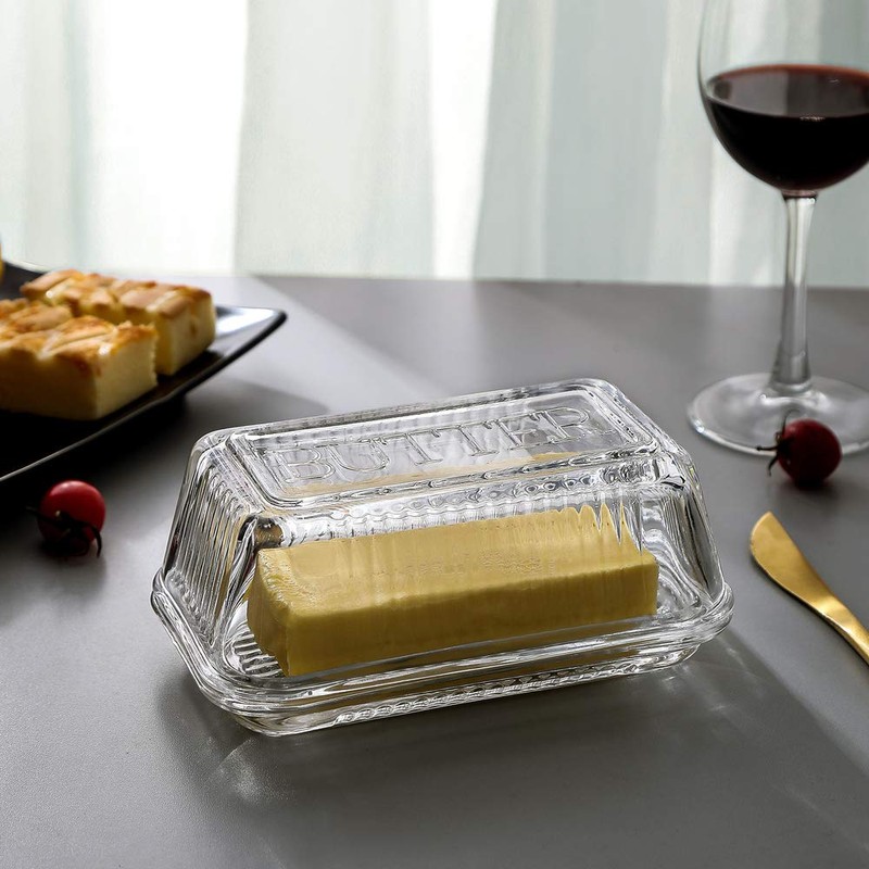 Glass Butter Dish with Lid from 1500 C Tabletop Farm-house