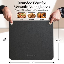 UMAID Pizza Steel for Oven & Grill, 16"x13.4", 1/4" Thick Pre-Seasoned Carbon Steel Baking Steel, Best Fit for Standard 12" Home Pizza, Achieve Restaurant-Quality Crust, Includes Recipe Booklet