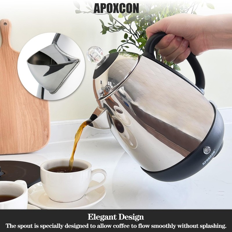 APOXCON Electric Coffee Percolator Stainless Steel Coffee Maker with Clear