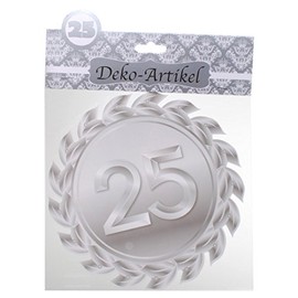Udo Schmidt Decorative Sign 25 Silver Cardboard Medal 25th Birthday Anniversary Decoration Party