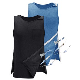 iWoo Post Surgery Tank Top for Women/Men Mastectomy Shoulder Tearaway Snap Button Up Rotator Cuff Chemo Recovery Shirts