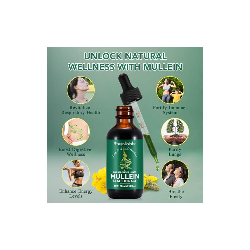 2 Pack Mullein Extract for Lungs Cleanse and Respiratory Support