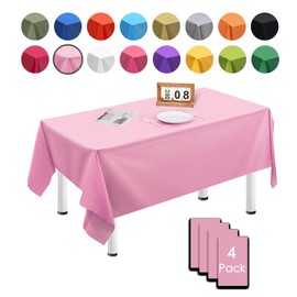MORAINJAY 4Pcs PEVA Pink Tablecloths,137x274cm Large Rectangular Table Cover for Birthday Party, Solid Color TableCloth for Outdoor Picnic,Waterproof,Wipe Clean Oil-proof Table Cloth for Home Dinner