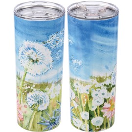 Primitives by Kathy Dandelion Wish Floral Design Stainless Steel Insulated Coffee Tumbler Thermos 20 Oz