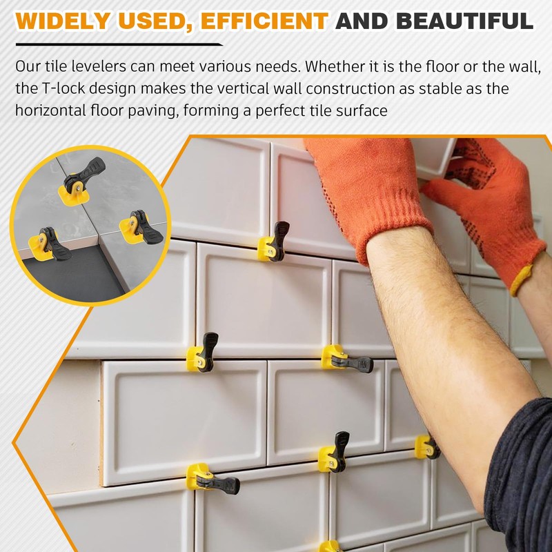 Nuanchu Tile Leveling System Kit 200 Reusable Tile Spacers +