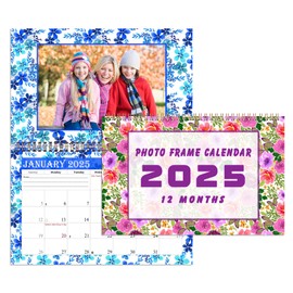 2025 Photo Frame Wall Spiral-bound Calendar (Add Your Own Photos) - 12 Months Desktop/Wall Calendar/Planner - (Edition #012)
