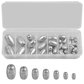 Egg Sinkers Fishing Weights Kit,42pcs Oval Drop Weights Sinkers Saltwater Surf Fishing Weights Bass Casting Worm Weights Catfishing Gear Tackle 1/8oz-1.5oz