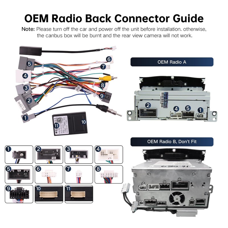ViaBecs 16PIN Car Radio Wire Harness with Canbus Adapter for