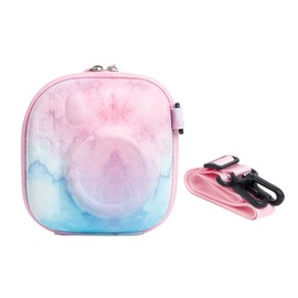 MUZIRI KINOKOO Colorful Hard EVA Case for Fuji Instax Mini 12/Mini 40/ Mini 11/Mini 99/Mini 90/ Mini 9/Mini 8/Mini 7+ Camera, Instant Camera Storage Bag with Shoulder Strap - Blue & Pink