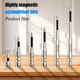 Xanadued 6 Pack High Magnetic Screwdriver Drill Bit Set, k5 Anti Slip bit, Electric Precision Screwdriver Set, 25 50 65 70 90 150mm
