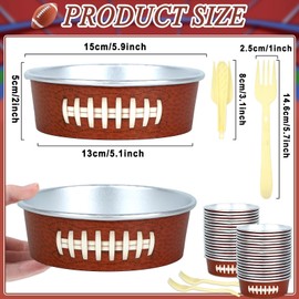 gisgfim 24 Set Football Party Supplies 18.6oz Snack Bowls Disposable Ice Cream Cups Football Game Paper Serving Bowls and Forks Tableware Kit for Sport Events Birthday Dinner Party Decorations