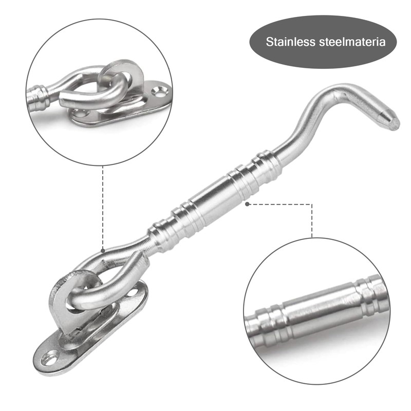 Hook and Eye Latch 4 Inch, 2pcs Stainless Steel Cabin